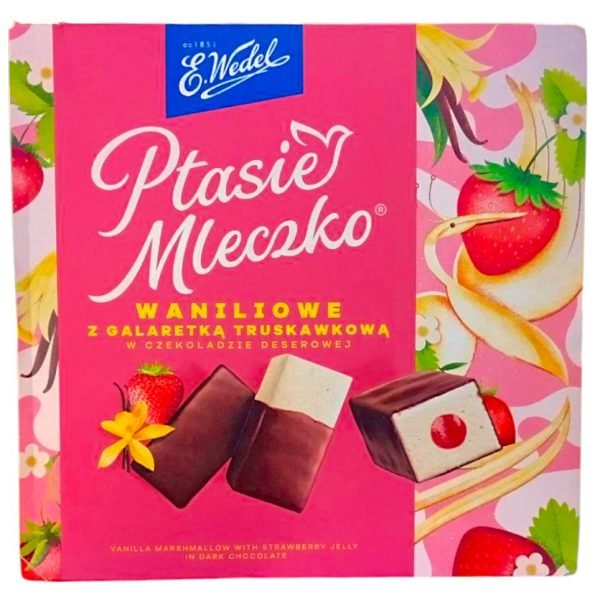 Цукерки E.Wedel Ptasie Mleczko ваніль з полуничним желе 340 г