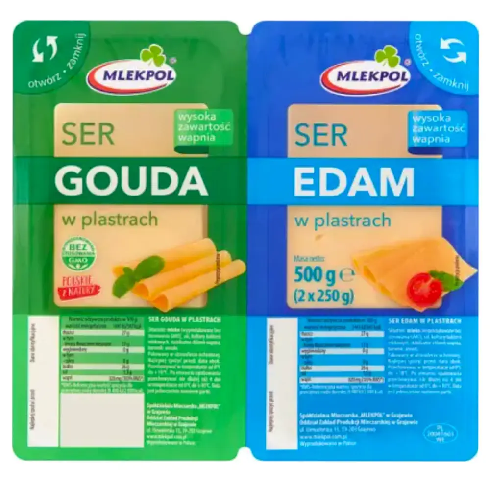 Сирна нарізка Mlekpol подвійний Gouda та Edam 500 г