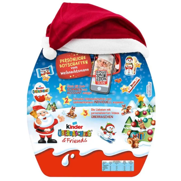 Адвент календар Яйце із шапкою Санти Kinder Uberraschung & Friends 370 г