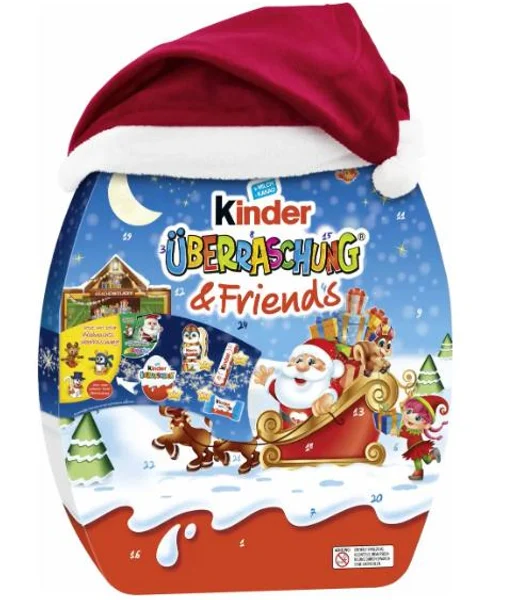 Адвент календар Яйце із шапкою Санти Kinder Uberraschung & Friends 370 г