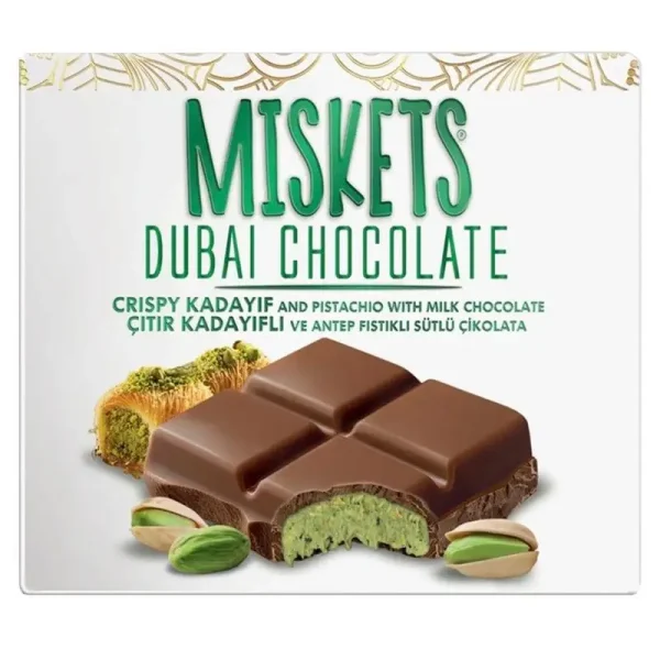 Шоколад Miskets Dubai з тістом кадаїф та фісташкою 100 г