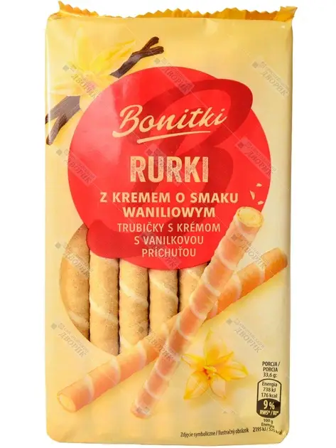 Вафельні трубочки Bonitki Rurki з ванільним кремом 280 г