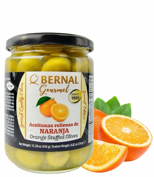 Оливки зелені фаршировані апельсином Bernal  436 г