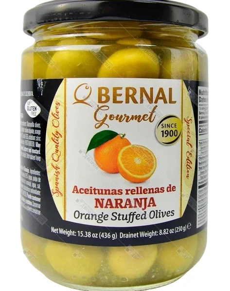 Оливки зелені фаршировані апельсином Bernal  436 г